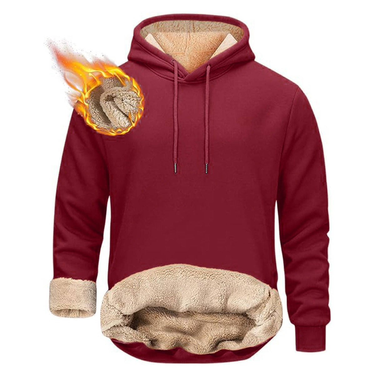 Mens Sherpa Hoodie, Heavyweight Fleece Lined Winter Sweatshirt with Kangaroo Pocket for Cold Weather Warmth