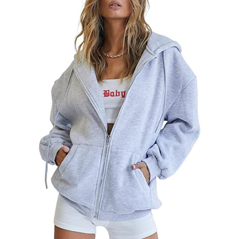 Women's Zip Up Hoodies, 2026 Oversized Sweatshirt, Spring Fall Layering Jacket with Pockets, Casual Track Outfit, Cozy Fleece Winter Clothes