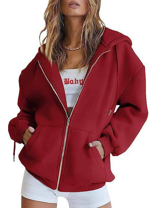 Women's Zip Up Hoodies, 2026 Oversized Sweatshirt, Spring Fall Layering Jacket with Pockets, Casual Track Outfit, Cozy Fleece Winter Clothes