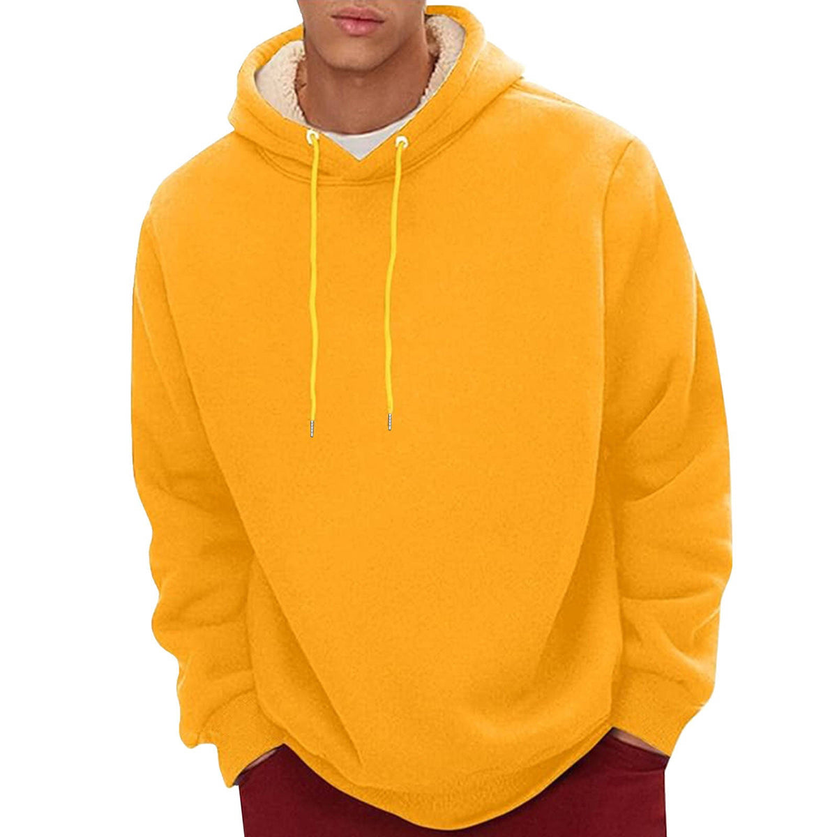 Mens Sherpa Hoodie, Heavyweight Fleece Lined Winter Sweatshirt with Kangaroo Pocket for Cold Weather Warmth