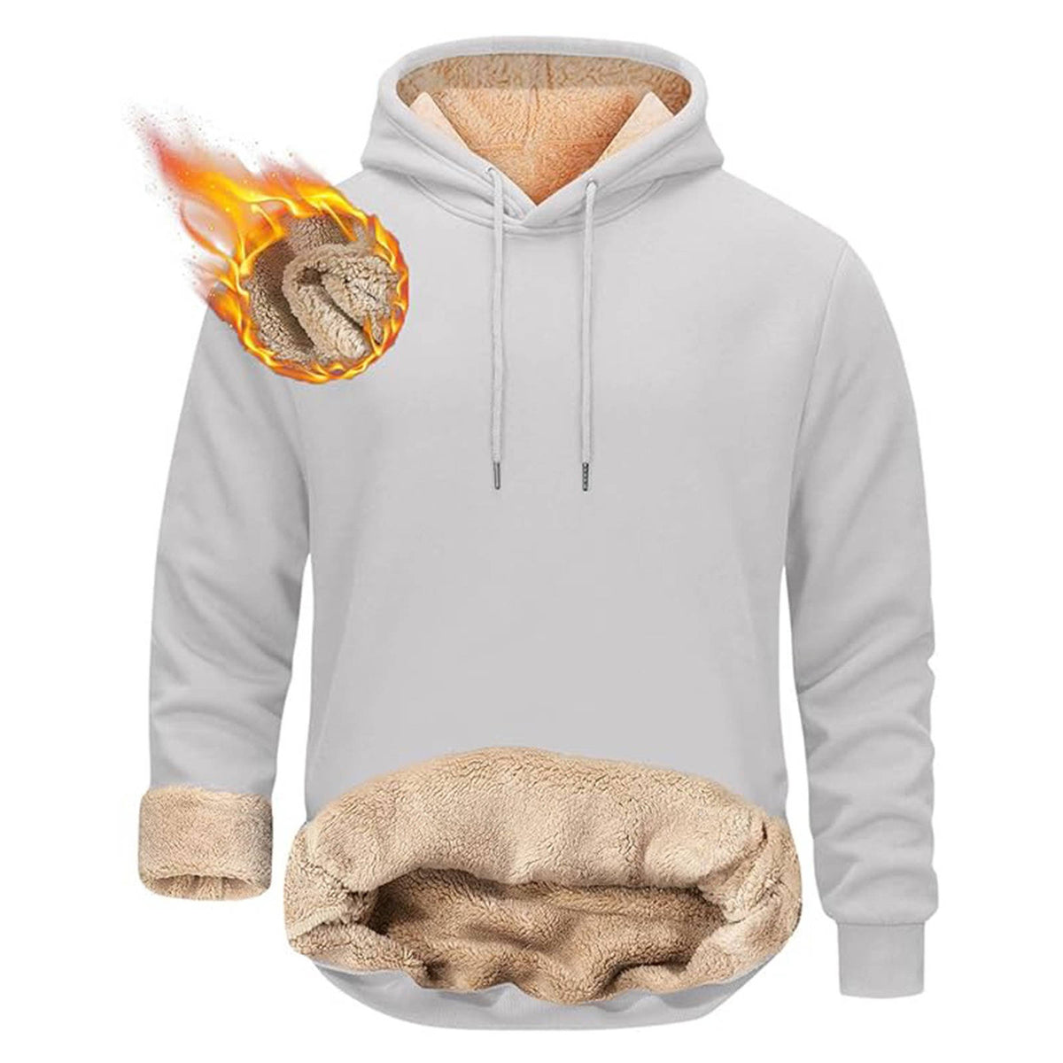 Mens Sherpa Hoodie, Heavyweight Fleece Lined Winter Sweatshirt with Kangaroo Pocket for Cold Weather Warmth