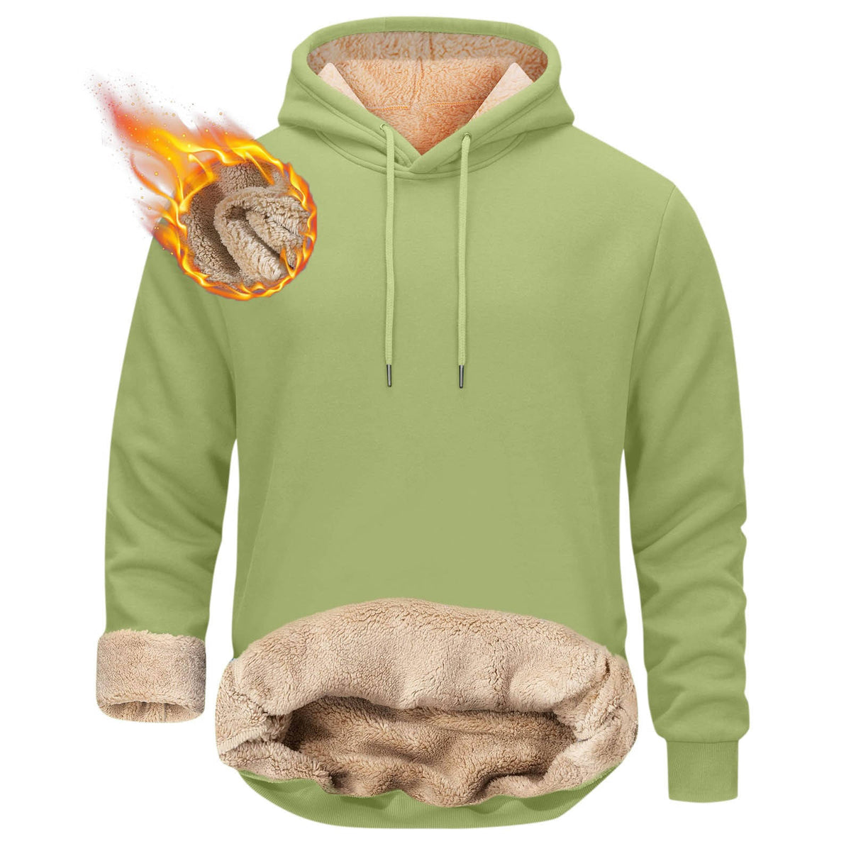 Mens Sherpa Hoodie, Heavyweight Fleece Lined Winter Sweatshirt with Kangaroo Pocket for Cold Weather Warmth