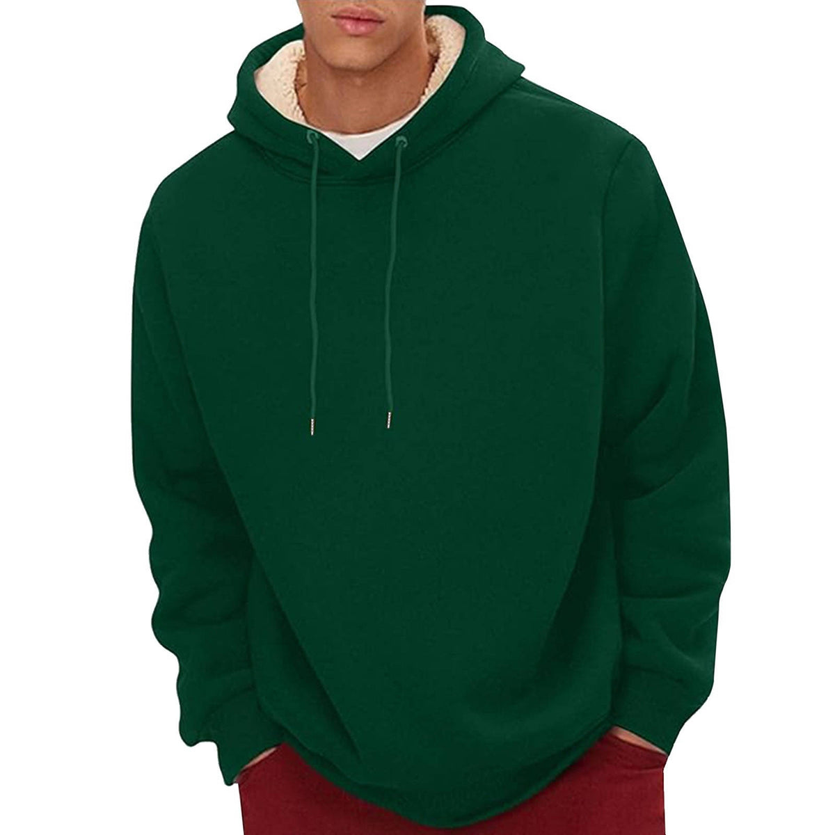 Mens Sherpa Hoodie, Heavyweight Fleece Lined Winter Sweatshirt with Kangaroo Pocket for Cold Weather Warmth