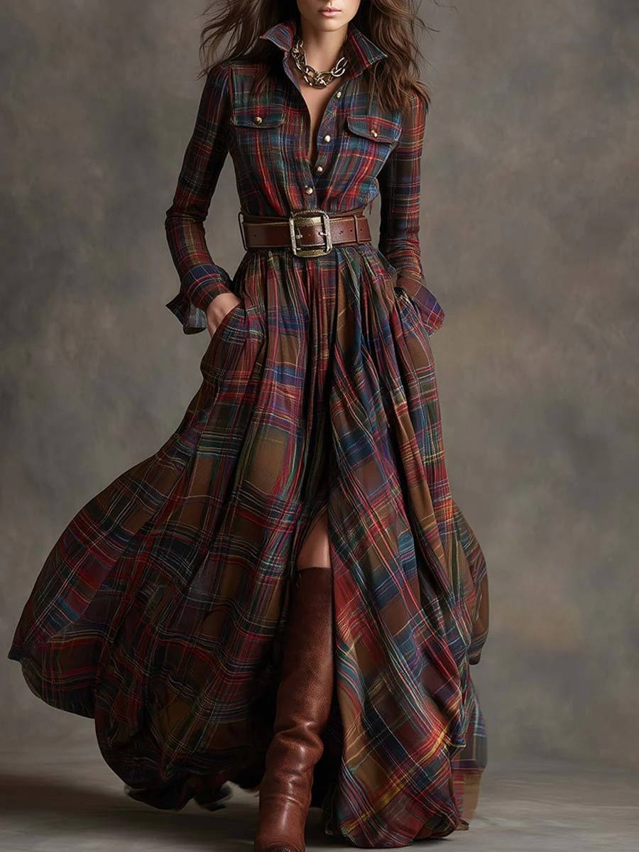 Women's Shirt Dress, Classic Button Up, Belted Waist, Elegant Casual Dress