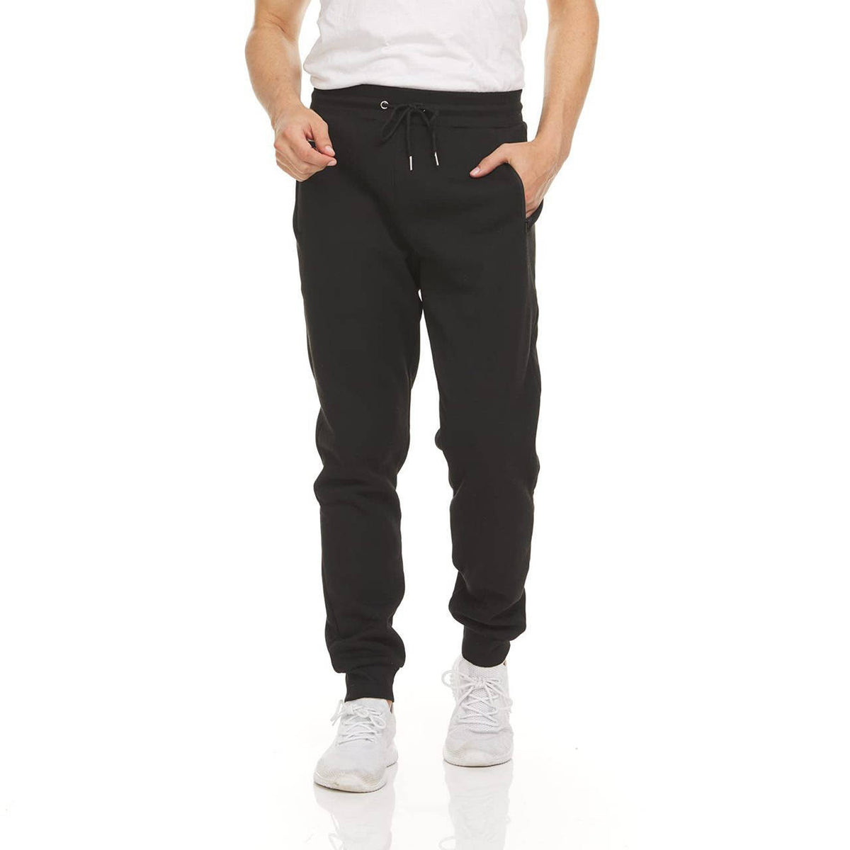 Mens Sweatpants 3 Pack, Fleece Athletic Joggers, Workout Pants with Zipper Pockets