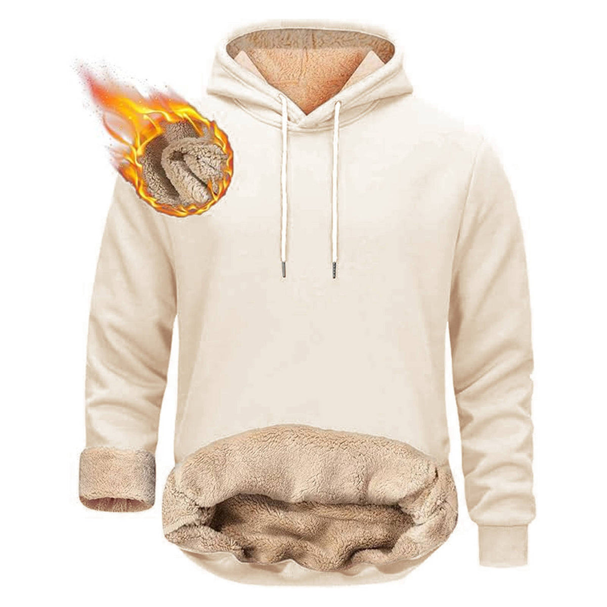 Mens Sherpa Hoodie, Heavyweight Fleece Lined Winter Sweatshirt with Kangaroo Pocket for Cold Weather Warmth