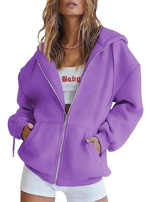 Women's Zip Up Hoodies, 2026 Oversized Sweatshirt, Spring Fall Layering Jacket with Pockets, Casual Track Outfit, Cozy Fleece Winter Clothes