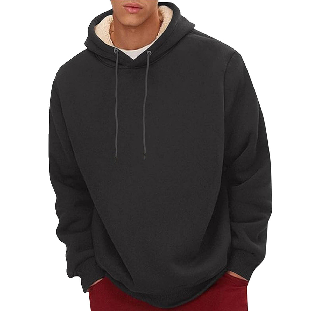 Mens Sherpa Hoodie, Heavyweight Fleece Lined Winter Sweatshirt with Kangaroo Pocket for Cold Weather Warmth