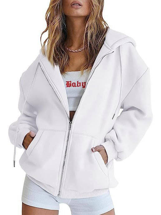 Women's Zip Up Hoodies, 2026 Oversized Sweatshirt, Spring Fall Layering Jacket with Pockets, Casual Track Outfit, Cozy Fleece Winter Clothes