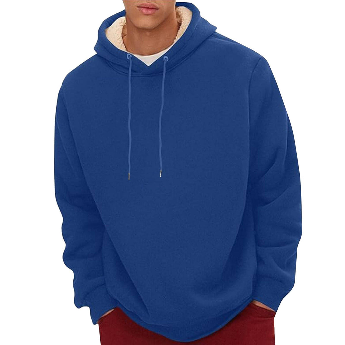 Mens Sherpa Hoodie, Heavyweight Fleece Lined Winter Sweatshirt with Kangaroo Pocket for Cold Weather Warmth