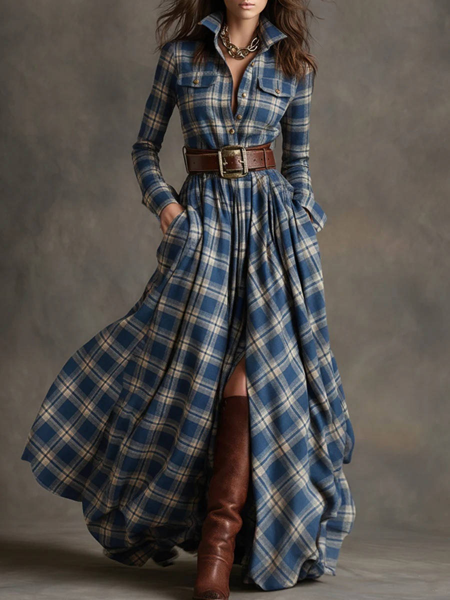 Women's Shirt Dress, Classic Button Up, Belted Waist, Elegant Casual Dress
