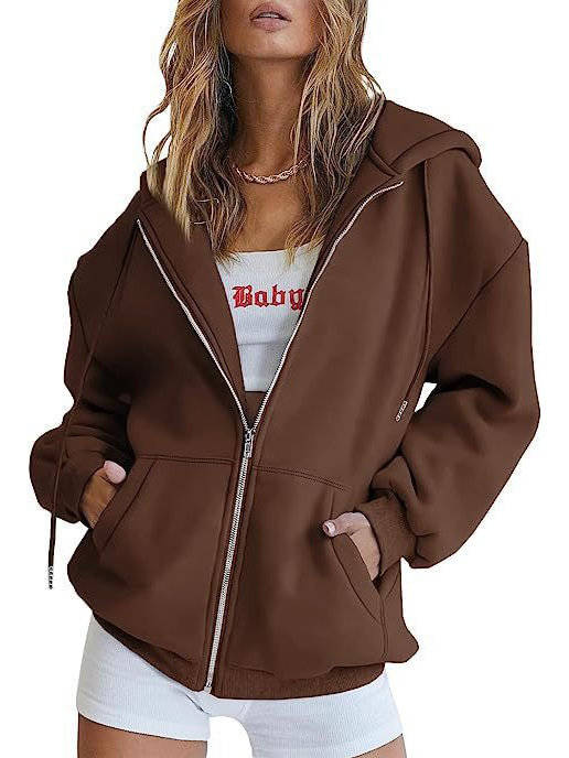 Women's Zip Up Hoodies, 2026 Oversized Sweatshirt, Spring Fall Layering Jacket with Pockets, Casual Track Outfit, Cozy Fleece Winter Clothes