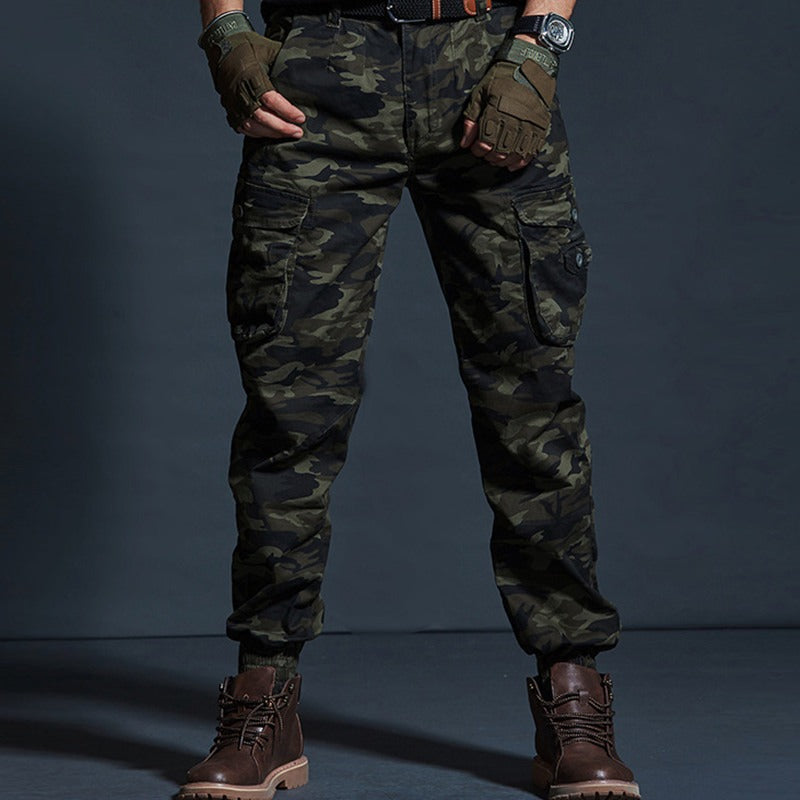 Mens Camouflage Cargo Pants, Military Style Stretch Tactical Cargo Trousers