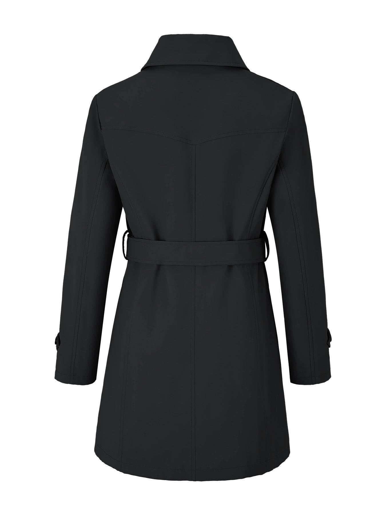 Womens Trench Coat, Classic Lapel, Belted Outerwear