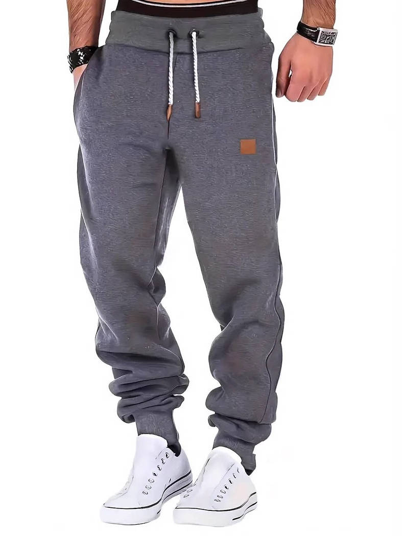 Mens Fleece Lined Joggers, Warm Sweatpants with Zipper Pockets for Winter Casual and Outdoor Wear