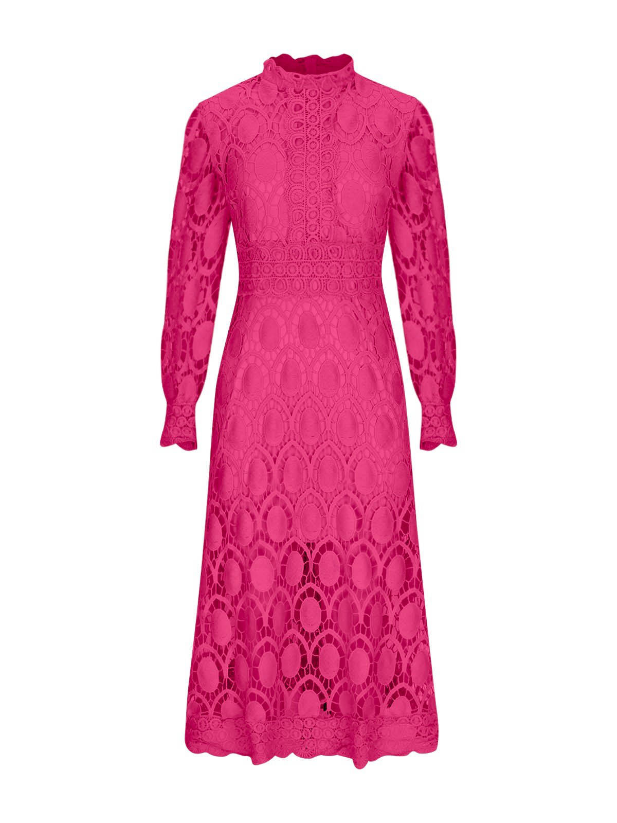 Womens Camille Openwork Midi Dress, Elegant Cutout Knit Dress, Stylish Casual Occasion Wear