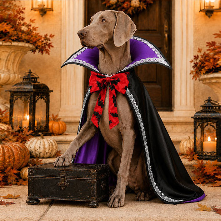 Halloween Vampire Dog Cape, Spooky Pet Costume for Dogs and Halloween Parties