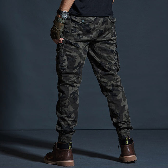 Mens Camouflage Cargo Pants, Military Style Stretch Tactical Cargo Trousers