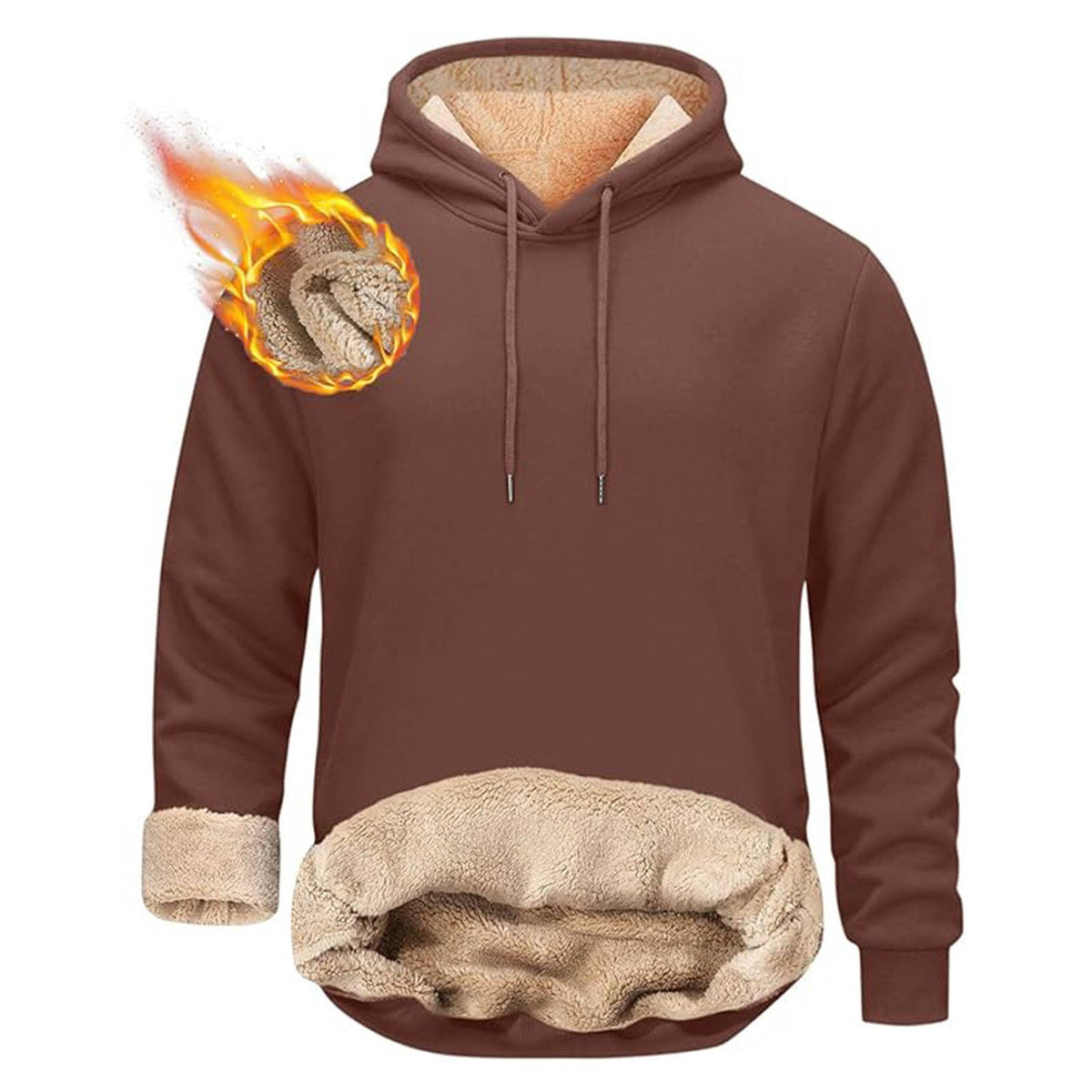 Mens Sherpa Hoodie, Heavyweight Fleece Lined Winter Sweatshirt with Kangaroo Pocket for Cold Weather Warmth