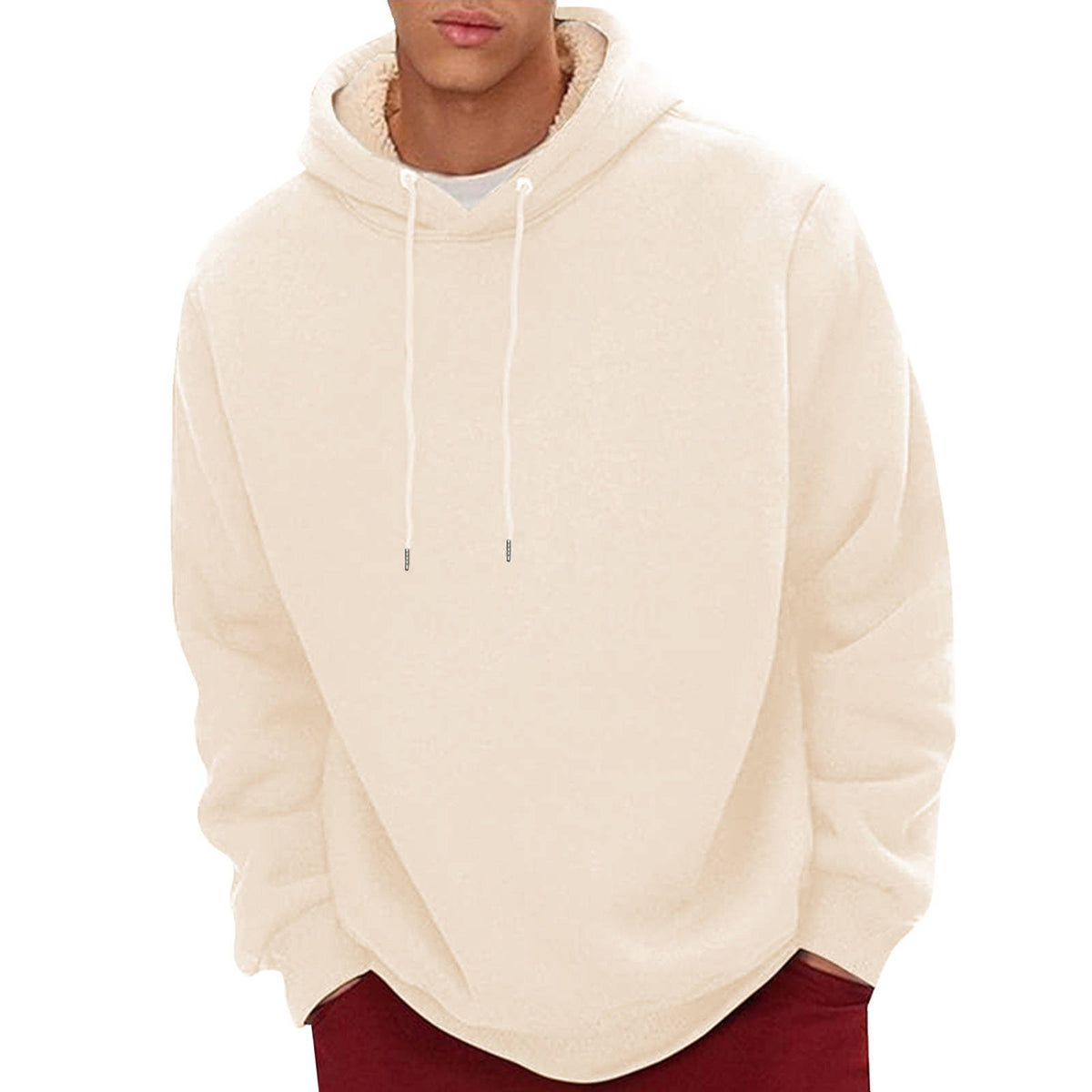 Mens Sherpa Hoodie, Heavyweight Fleece Lined Winter Sweatshirt with Kangaroo Pocket for Cold Weather Warmth