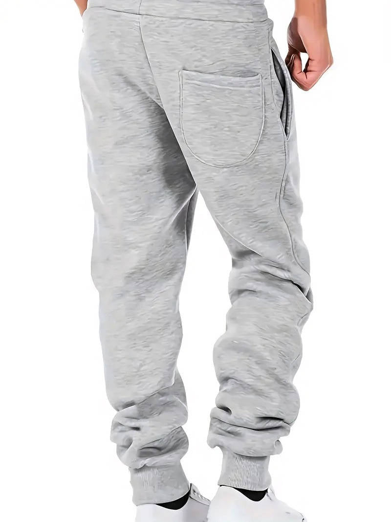 Mens Fleece Lined Joggers, Warm Sweatpants with Zipper Pockets for Winter Casual and Outdoor Wear