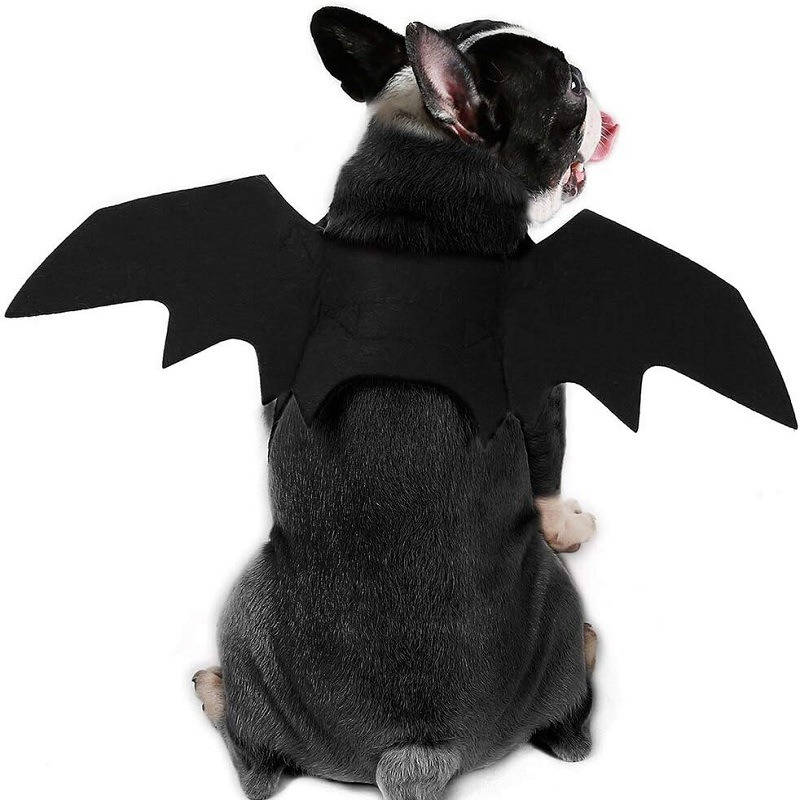 Dog Halloween Costume for Large Dogs, Bat Wings with Pumpkin Bell for Halloween Cosplay Parties and Dress Up