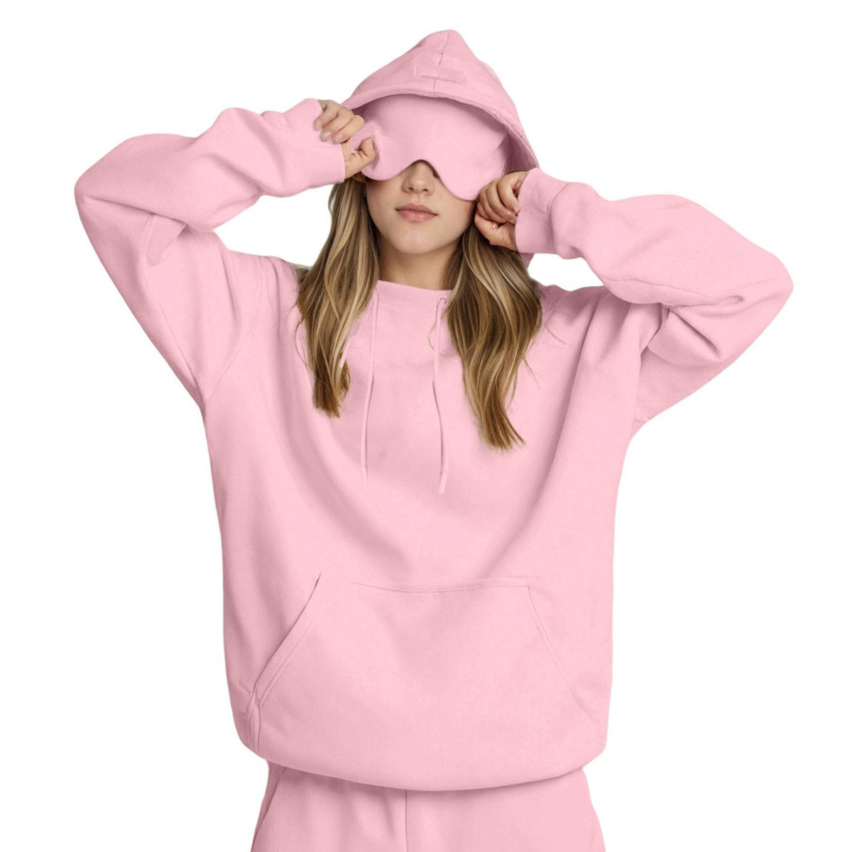 Womens Hoodie, Pullover Sweatshirt with Built In Eye Mask, Long Sleeve Warm Top for Autumn and Winter