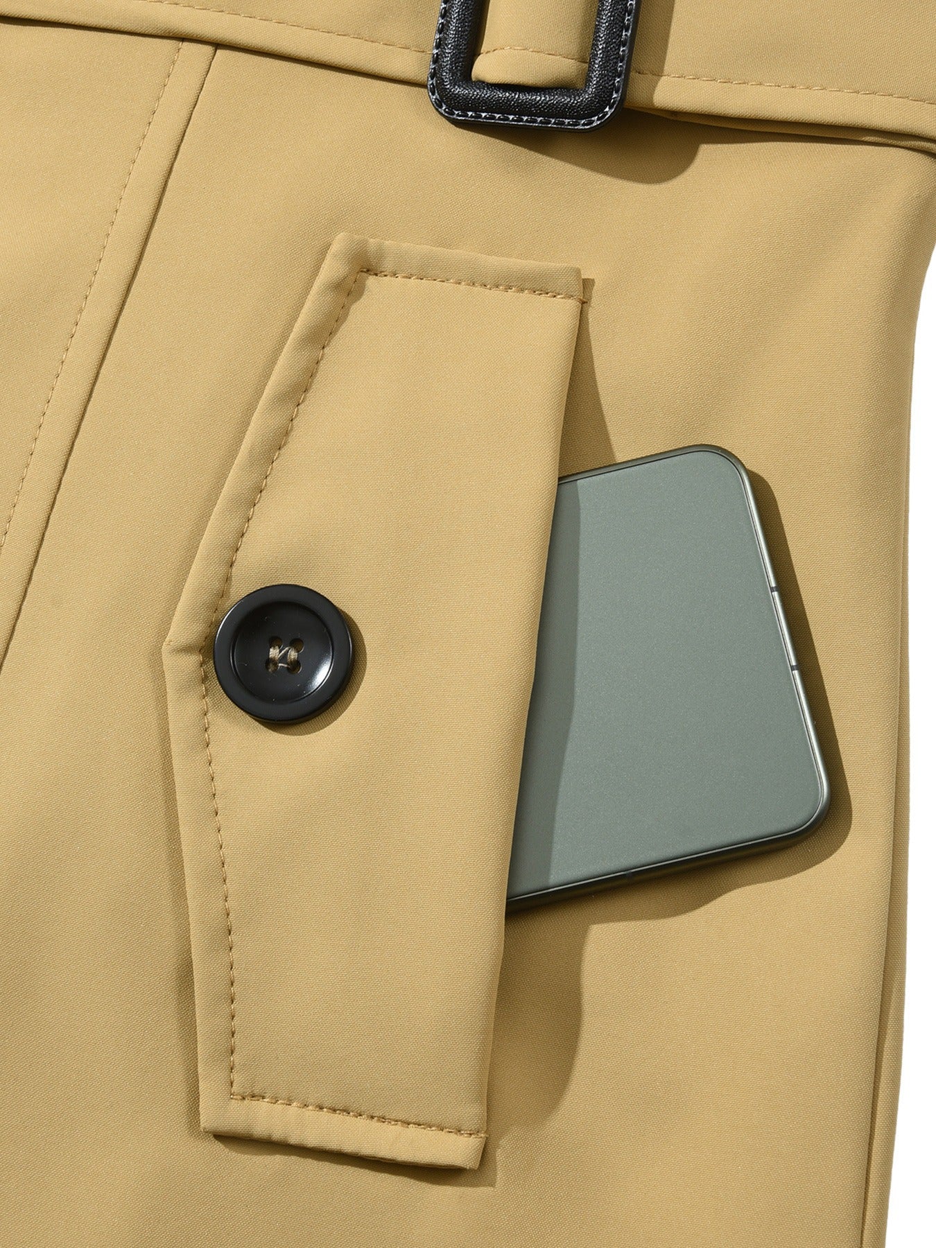 Womens Trench Coat, Classic Lapel, Belted Outerwear