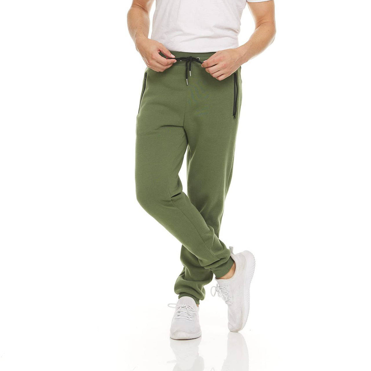 Mens Sweatpants 3 Pack, Fleece Athletic Joggers, Workout Pants with Zipper Pockets