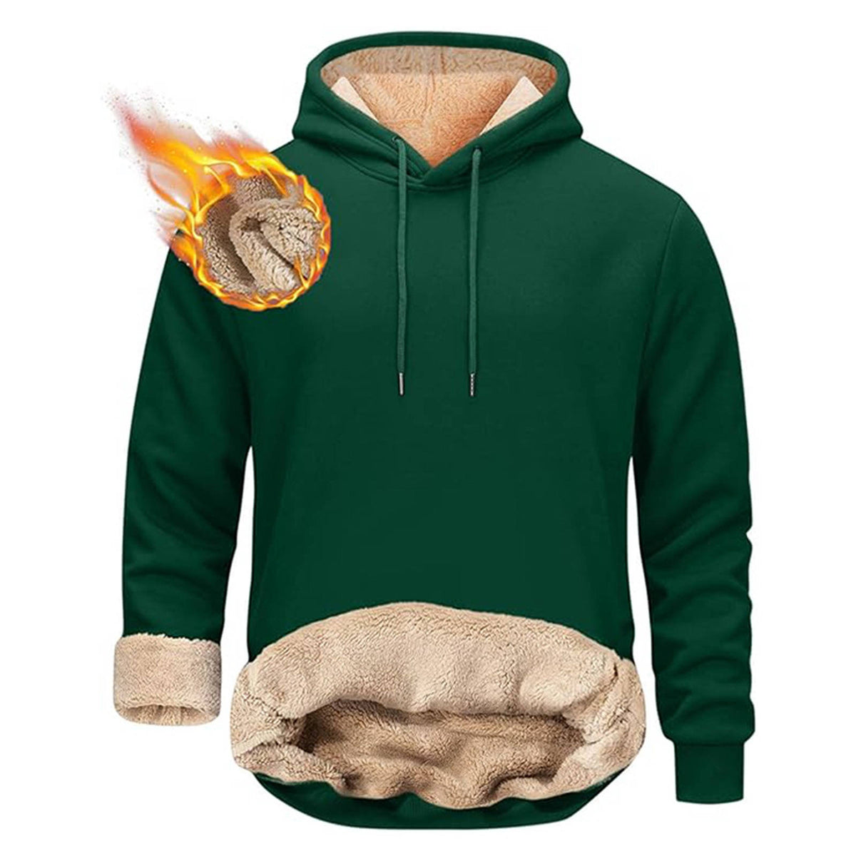 Mens Sherpa Hoodie, Heavyweight Fleece Lined Winter Sweatshirt with Kangaroo Pocket for Cold Weather Warmth