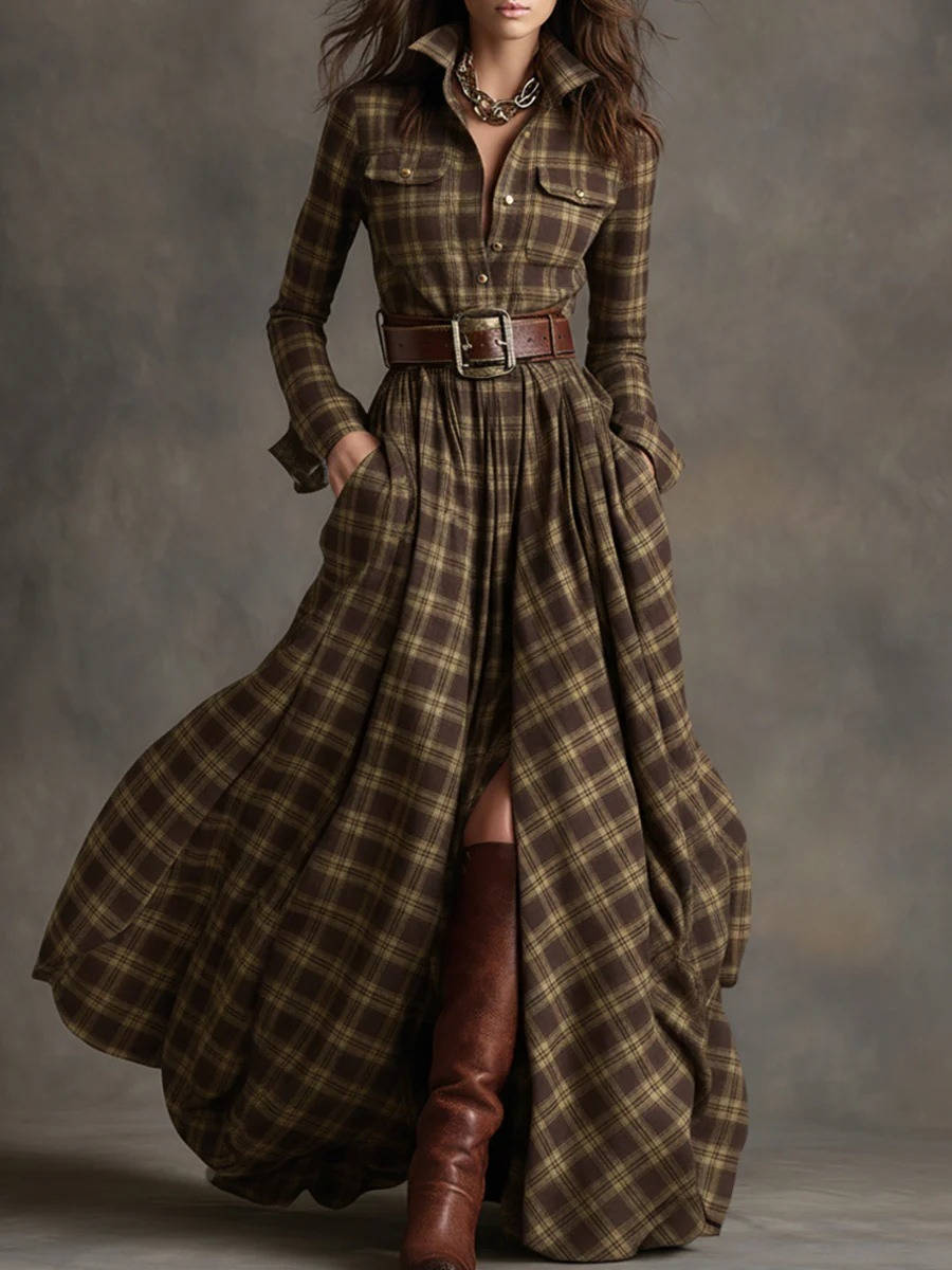 Women's Shirt Dress, Classic Button Up, Belted Waist, Elegant Casual Dress