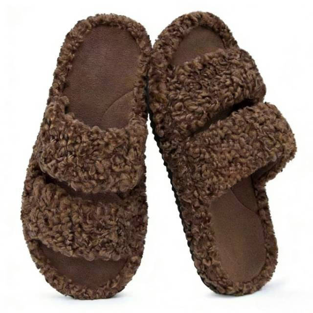 Women's Fuzzy Open Toe Slippers, Memory Foam Indoor House Shoes, Anti Slip Lightweight Indoor Outdoor Slippers