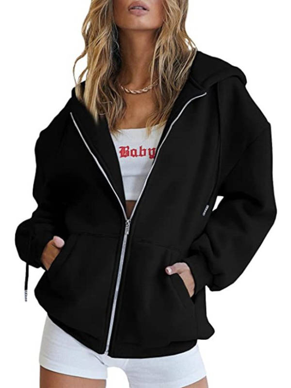 Women's Zip Up Hoodies, 2026 Oversized Sweatshirt, Spring Fall Layering Jacket with Pockets, Casual Track Outfit, Cozy Fleece Winter Clothes