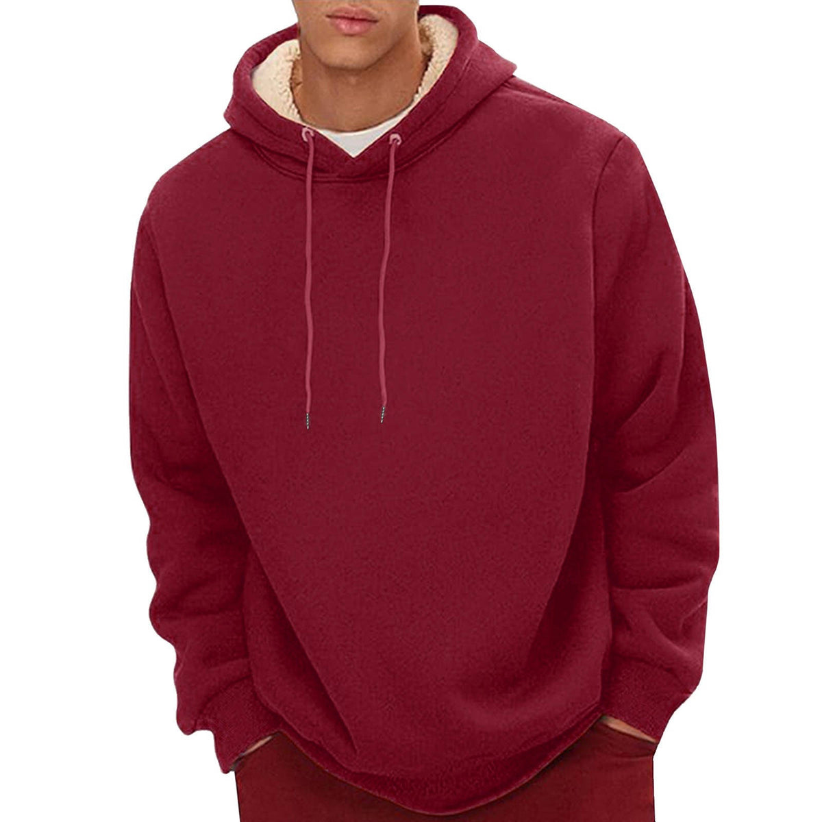 Mens Sherpa Hoodie, Heavyweight Fleece Lined Winter Sweatshirt with Kangaroo Pocket for Cold Weather Warmth