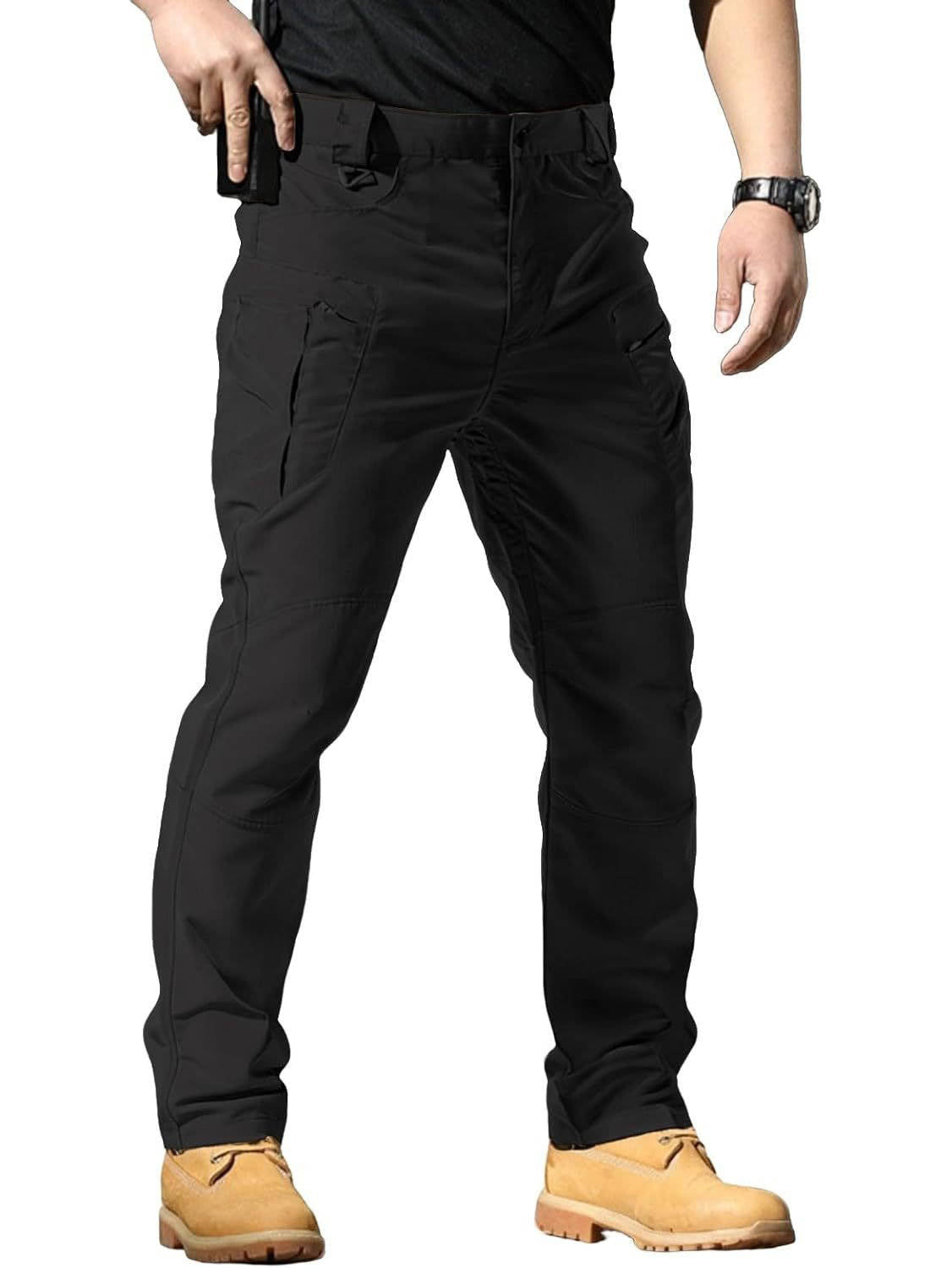 Mens Weatherproof Work Pants, Waterproof Ripstop Cargo Pants, Lightweight Stretch Hiking Outdoor Work Trousers