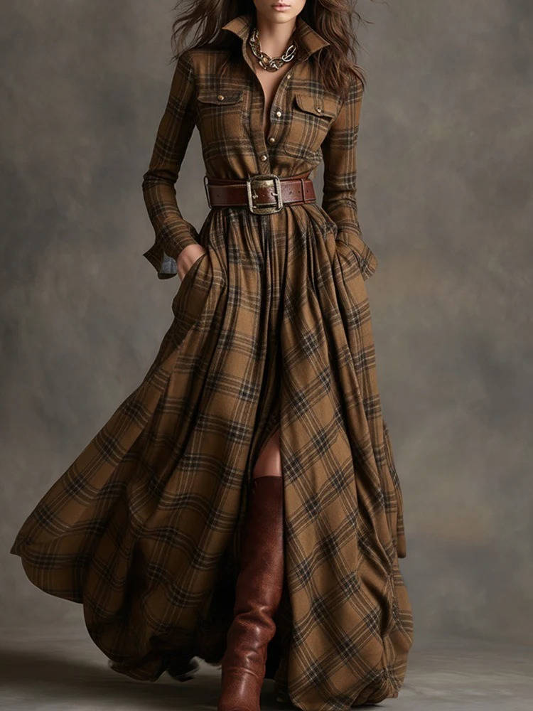 Women's Shirt Dress, Classic Button Up, Belted Waist, Elegant Casual Dress