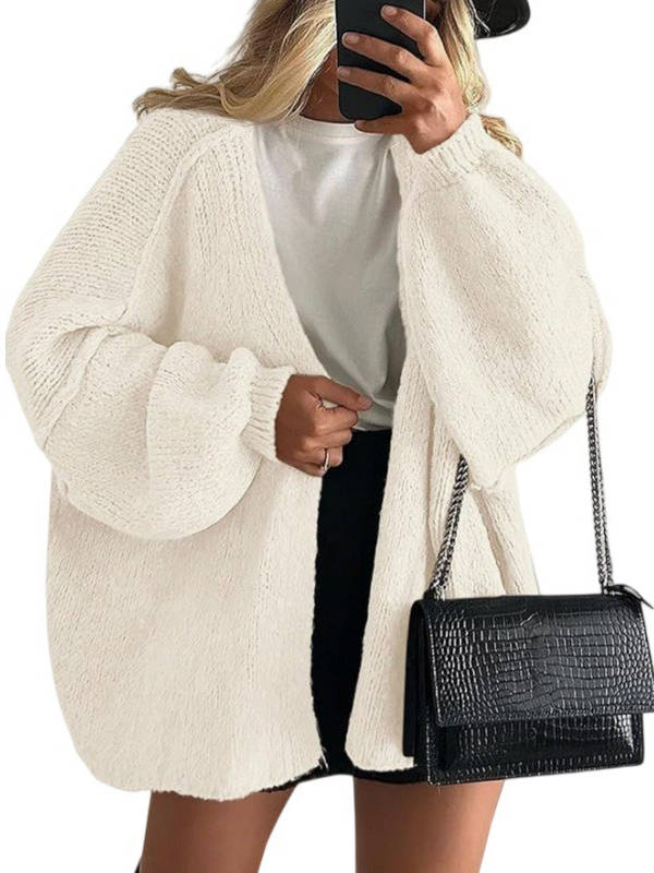 Women's Fall Oversized Cardigan Sweaters, Long Lantern Sleeve Knit Open Front Lightweight Winter Fashion Clothes