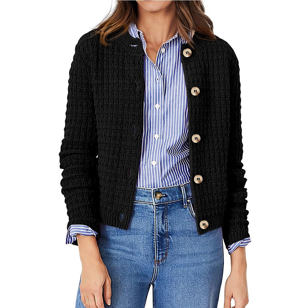 Womens Fall Lightweight Cardigan Sweater, Cozy Knit Cotton Long Sleeve Button Up Open Front