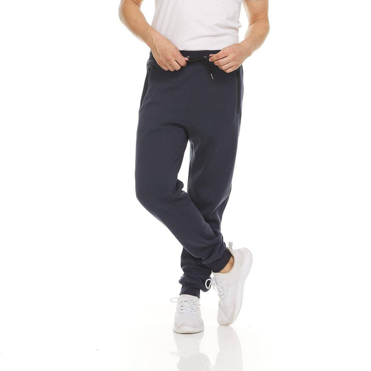 Mens Sweatpants 3 Pack, Fleece Athletic Joggers, Workout Pants with Zipper Pockets
