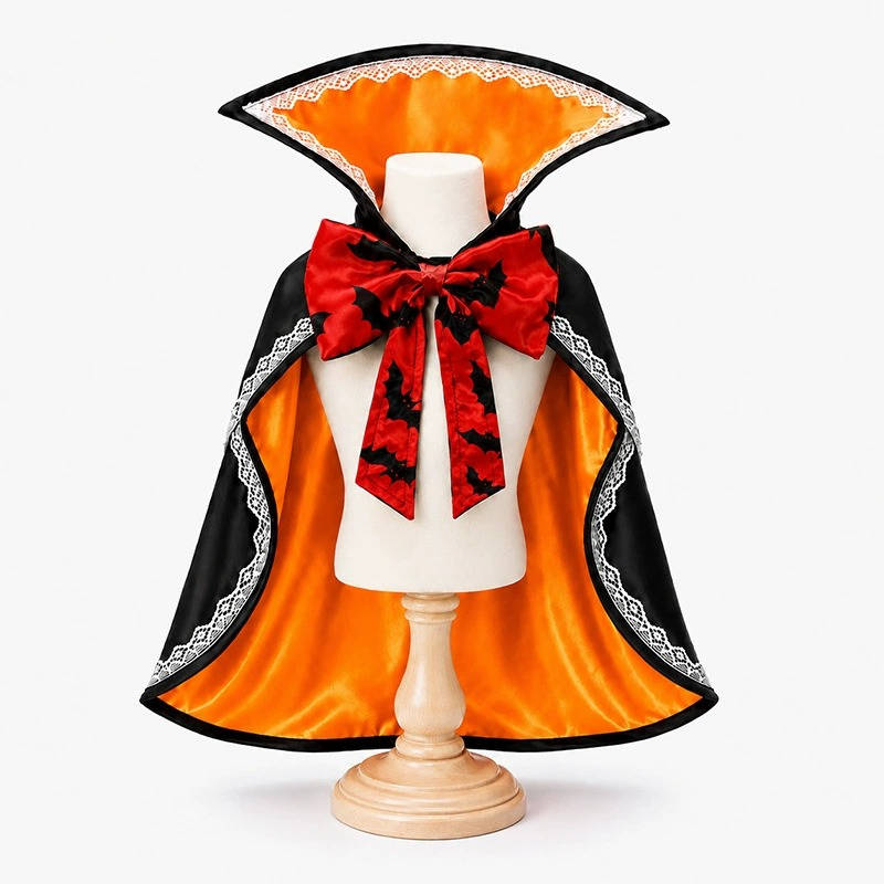 Halloween Vampire Dog Cape, Spooky Pet Costume for Dogs and Halloween Parties