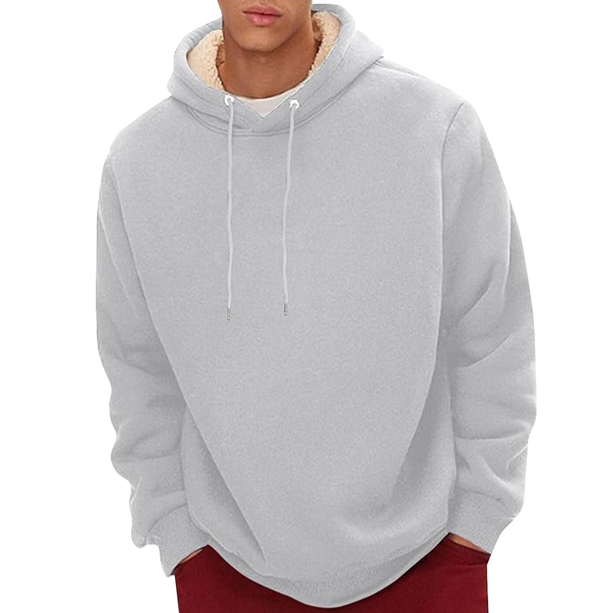 Mens Sherpa Hoodie, Heavyweight Fleece Lined Winter Sweatshirt with Kangaroo Pocket for Cold Weather Warmth