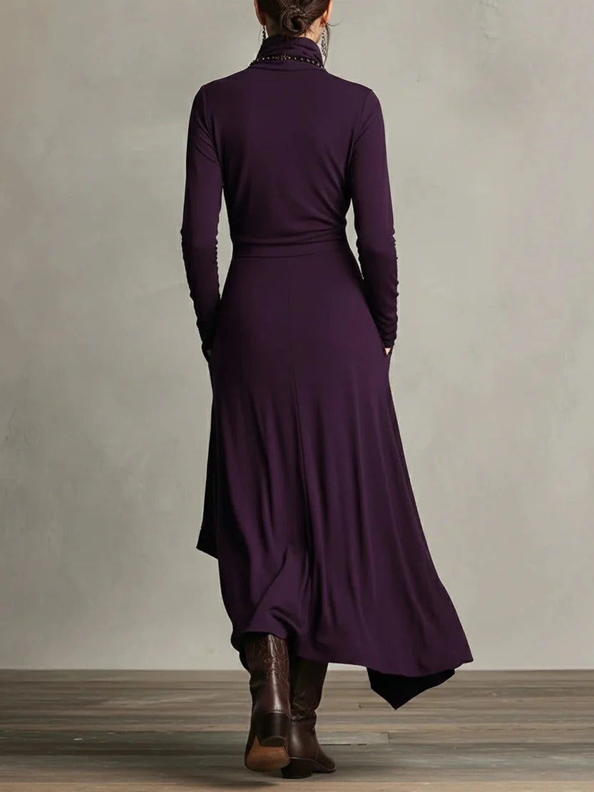Womens High Neck Maxi Dress, Elegant Long Dress, Sophisticated Formal Occasion Wear