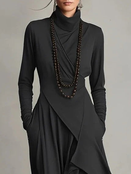 Womens High Neck Maxi Dress, Elegant Long Dress, Sophisticated Formal Occasion Wear