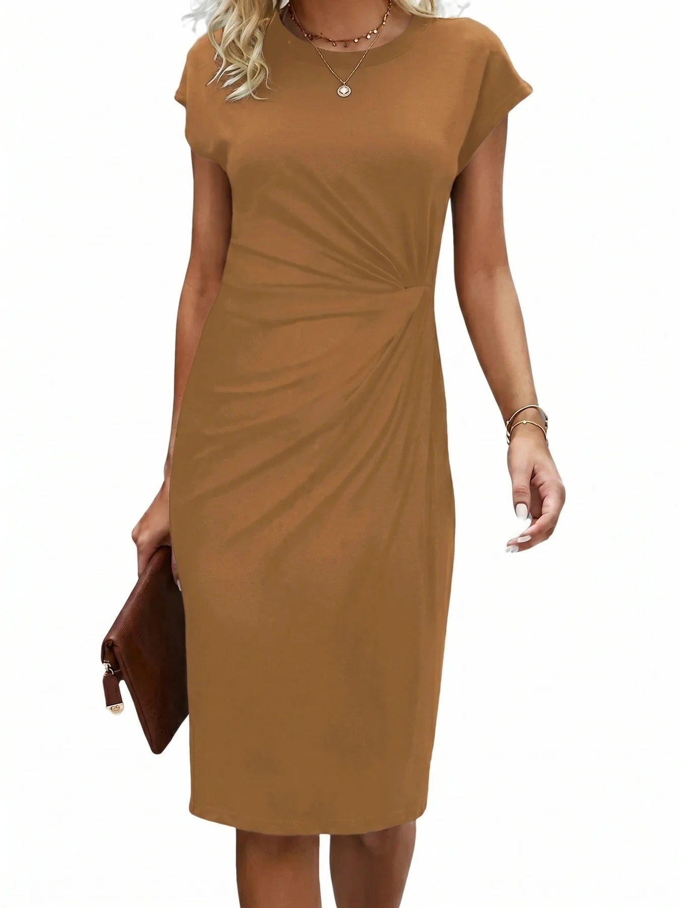 Women's Elegant Midi Dress, Flattering Midi Length Dress for Work and Leisure