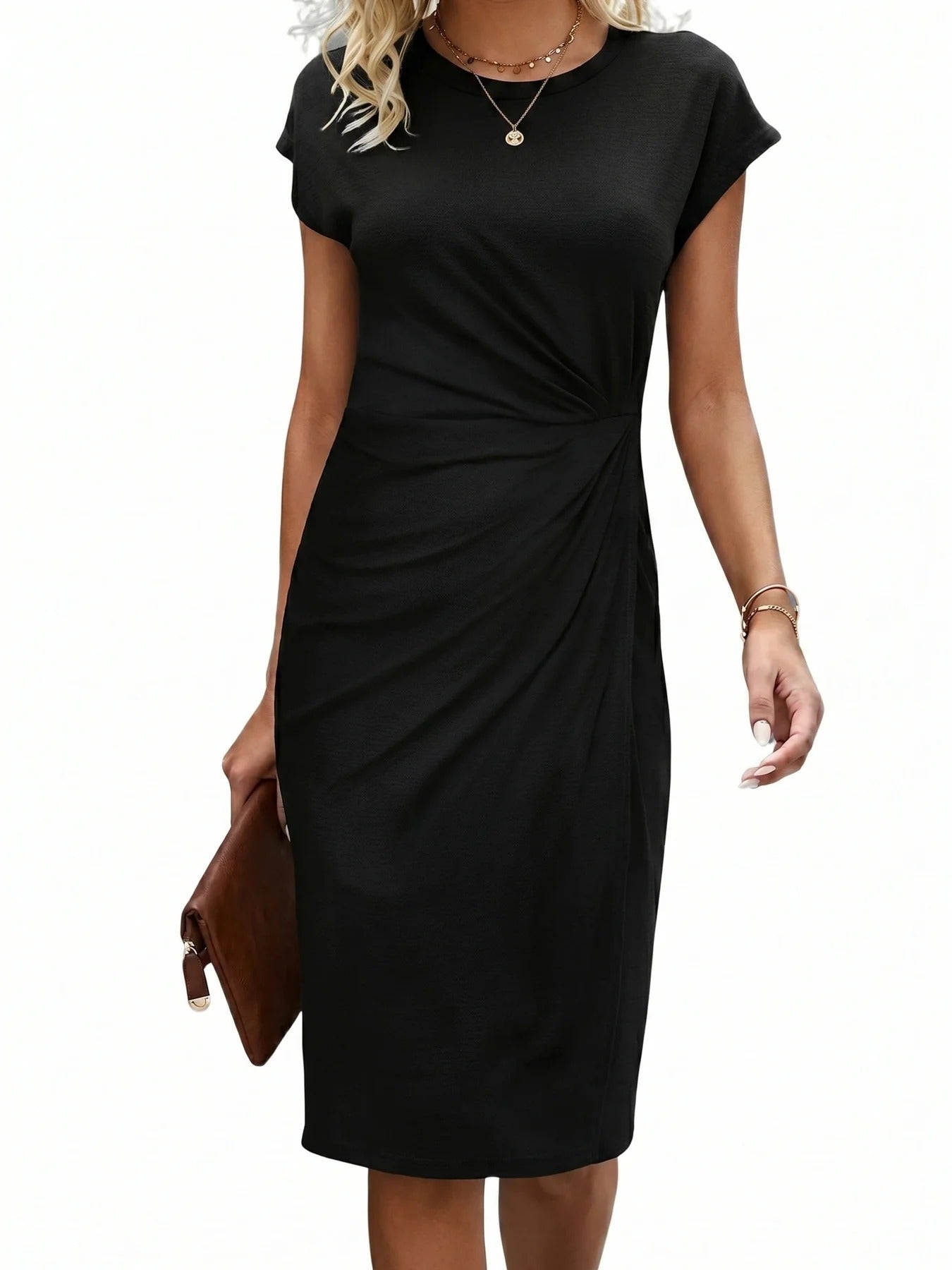 Women's Elegant Midi Dress, Flattering Midi Length Dress for Work and Leisure