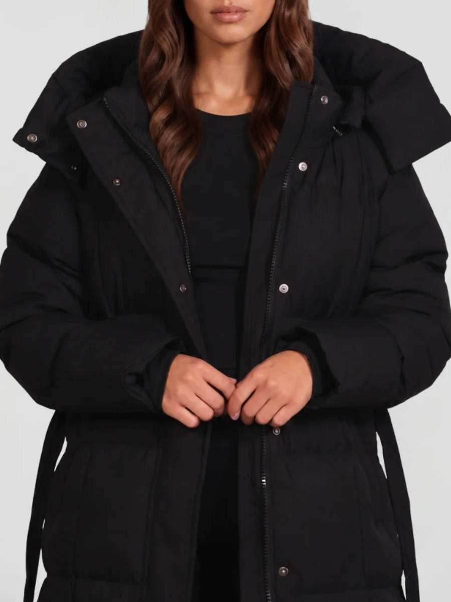 Womens Puffer Coat, Luciana Hooded Winter Coat, Warm Quilted Outerwear