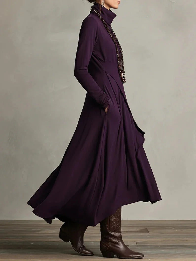 Womens High Neck Maxi Dress, Elegant Long Dress, Sophisticated Formal Occasion Wear