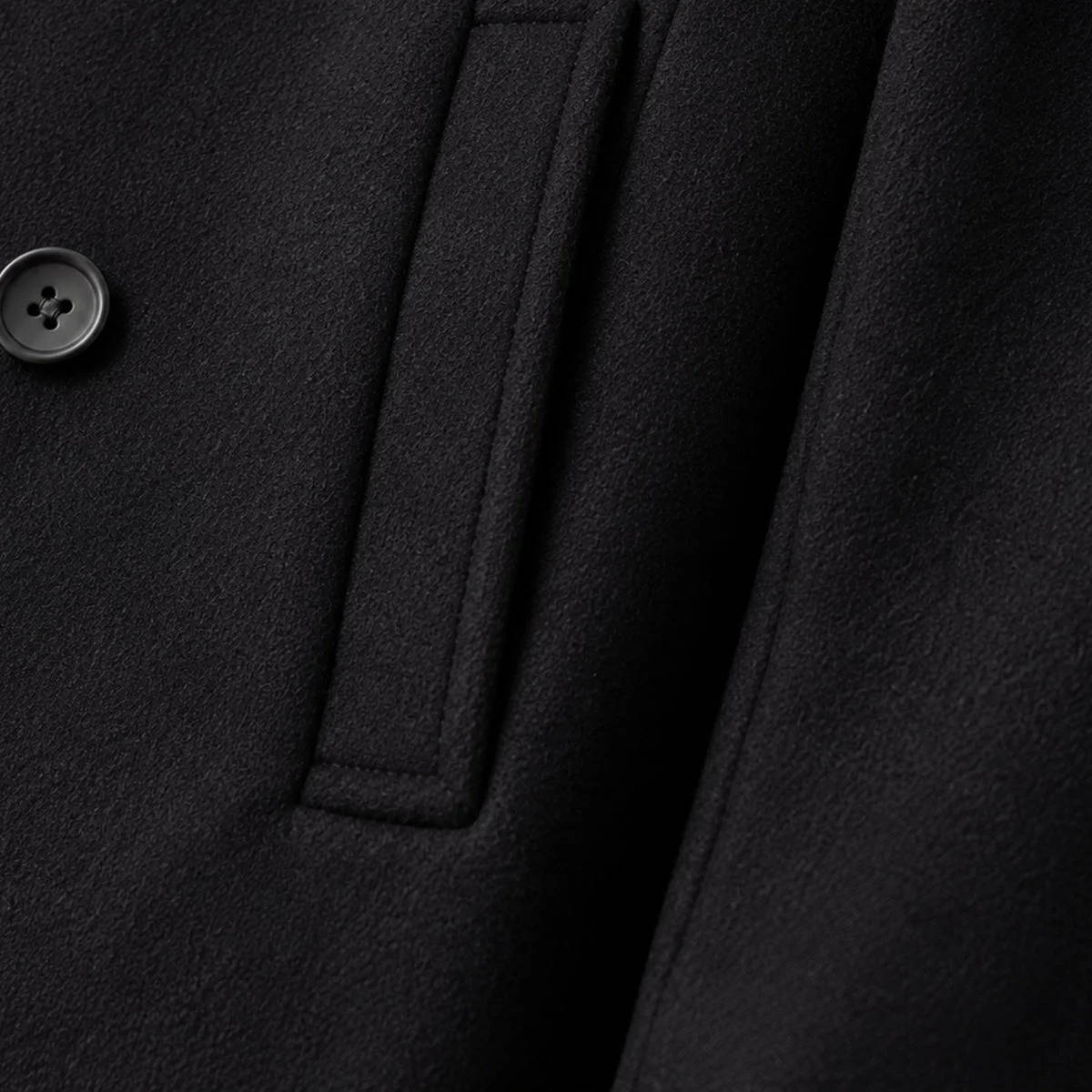 Men's Black Wool Peacoat, Double Breasted, Warm Winter Coat, Classic Button Front Jacket