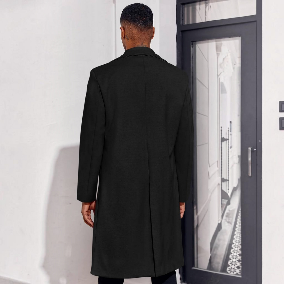 Mens Trench Coat, Double Breasted Peacoat, Notch Lapel Casual Winter Coat