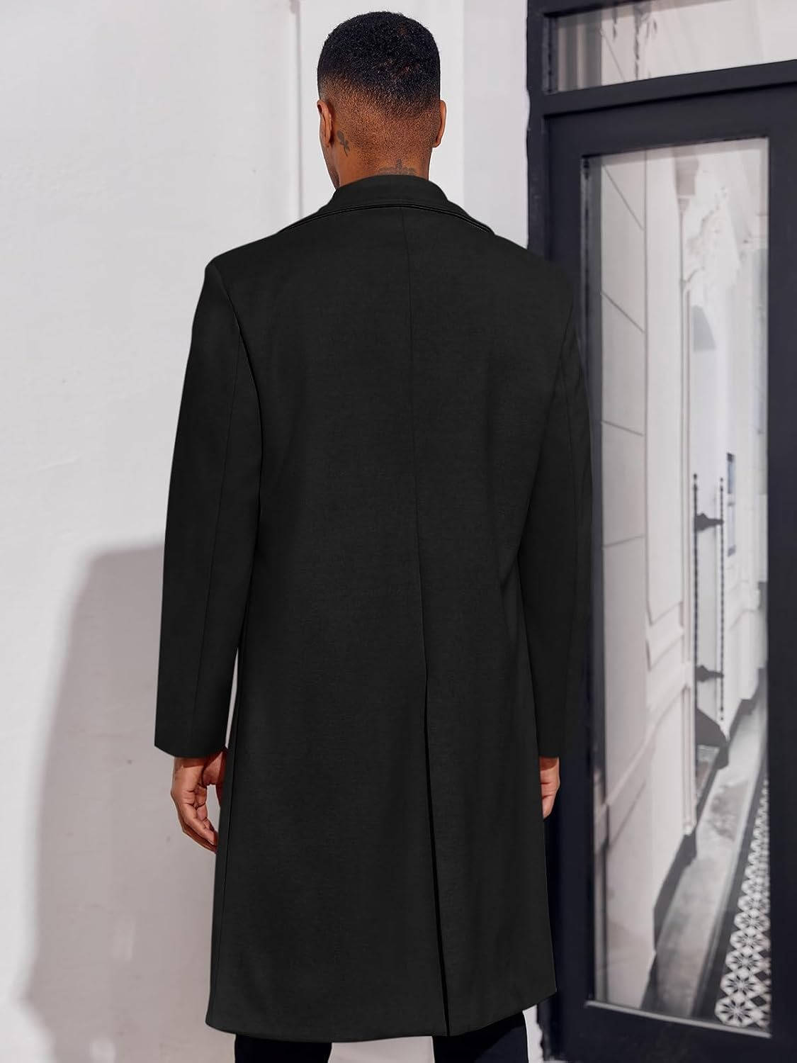 Mens Trench Coat, Double Breasted Peacoat, Notch Lapel Casual Winter Coat